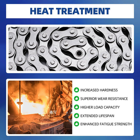 Heat treatment process and durability features of 41 Roller Chain 20 Feet Beefed Up Industrial Grade Carbon Steel Pre Lubed And Pre Stretched Heavy Duty Gate Opener Chain
