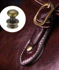 8mm Ball Head Stud Rivet Set With Screw Back 15 Pack for leather handbag, bronze tone zinc alloy shown in use on brown leather
