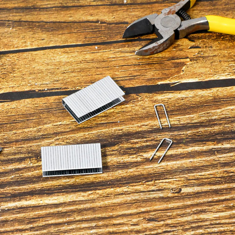 80 Piece Plantation Shutter Repair Kit With Solid Fasteners Sweet Louver Hardware No Sweat Window Blind Tilt Rod Staples laid on wooden surface.
