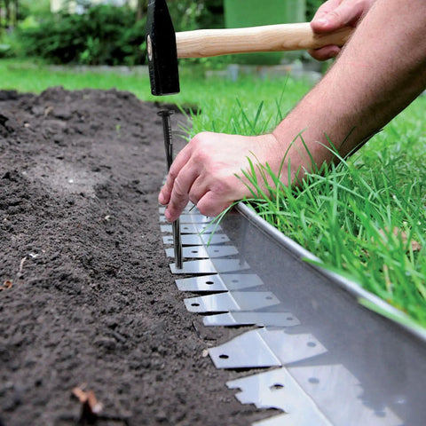 Installing Heavy Duty Plastic Landscape Edging Spikes 100 Pack 8 Inch Spiral Anchoring Nails For Weed Barrier Paver Edging