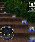 12 Pack Outdoor Solar Lights Waterproof Landscape Pathway Garden Lights for Patio Lawn Yard Deck Driveway Walkway with Ground Disk Design
