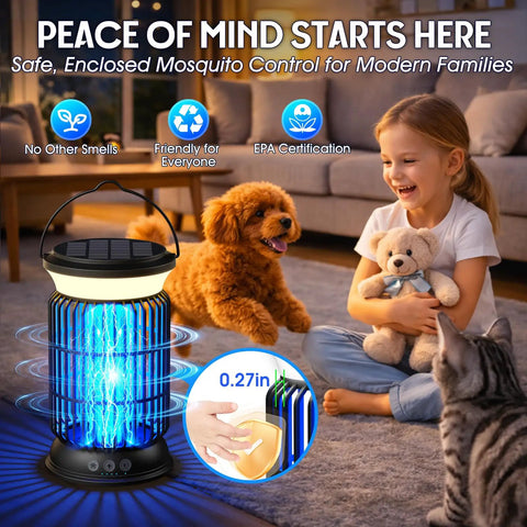4-In-1 Solar Bug Zapper Outdoor, Rechargeable 6000mAh Mosquito Zapper in living room setting