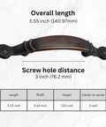10 Pack 5.55 Inch Oil Rubbed Bronze Cabinet Pulls With 3 Inch Center To Center For Kitchen Cabinets And Drawers Vintage Farmhouse Hardware For Dresser Closet And Furniture Premium Craftsmanship And Durable Finish