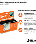 Space Grade Emergency Survival Blanket Reflects Over 80 Percent Body Heat Windproof And Waterproof Ultra Durable 3oz Mylar Silver box