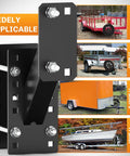 Beefy Heavy Duty Spare Tire Carrier For Utility Boat Trailers, Built From 5mm Steel, with various trailer applications shown