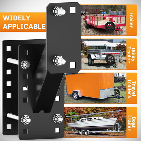 Beefy Heavy Duty Spare Tire Carrier For Utility Boat Trailers, Built From 5mm Steel, with various trailer applications shown