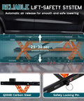 Heavy Duty Portable Car Lift For Home Garage Shop With Hella Tough Carbon Steel Construction And Dual Safety Locks Easily Raises Sedans And Light Trucks Up To Five Thousand Pounds Smoothly with safety features