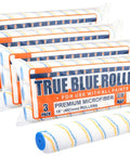 Bulk pack of 18 inch microfiber paint roller covers with 3/8 nap for all surfaces, easy cleanup, smooth finish, true blue label