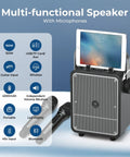 Front view of All In One 150W Karaoke Machine With Dual Wireless Mics Portable Party PA System And Voice Amplifier Bluetooth Speaker S200