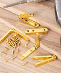 Twelve Pack 90 Degree Hinges For Wooden Boxes And Jewelry Boxes With 48 Screws Gold Finish Zinc Alloy Small Box Hinge