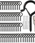 Heavy Duty Outdoor String Light Hooks 52 Pack Q Hanger Ceiling Hooks With Safety Buckle Black shown with wings and driver