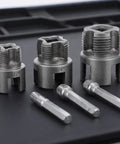 Dope Dual Function Pipe Threading Tool Set For Internal And External Threads On PVC And PPR Pipes, Electric Drill Compatible, Half Inch, Three Quarter Inch, And One Inch Cutter Heads, Universal Fit For Home Or Pro Jobs. 1/2, 3/4, 1 in cutter heads
