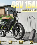 Electric Fat Tire Bike For Adults With 1500W Peak Motor Off Road Ebike 48V 15Ah Removable Battery on display