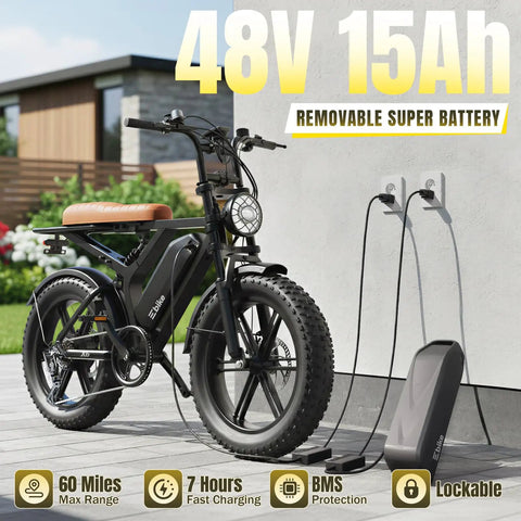 Electric Fat Tire Bike For Adults With 1500W Peak Motor Off Road Ebike 48V 15Ah Removable Battery on display