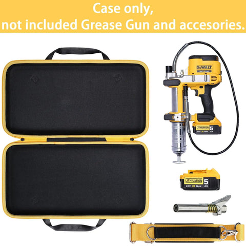 Hard Case For 20V Max Cordless Grease Gun DCGG571M1 DCGG571B Case Only, showing open and closed views with accessories not included