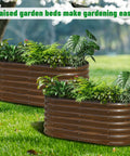 Galvanized Steel Raised Garden Bed Kit 2 Pack 4x2x2 Feet Metal Planter Box For Veggies Flowers And Herbs With Easy Assembly Open Bottom Design For Optimal Drainage, shown with plants.