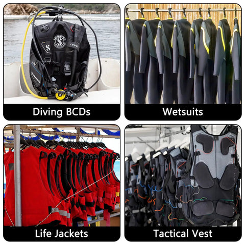 Heavy Duty Scuba Gear Hanger Set For Regulators And BCDs, Wetsuits, And Drying Racks With DIN Yoke Thread, 2 Pack