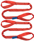 Two Pack 8.2 Foot Eye and Eye Polyester Round Lift Slings Set, Heavy Duty Choker Lifting Slings, Double Loop Design, Red