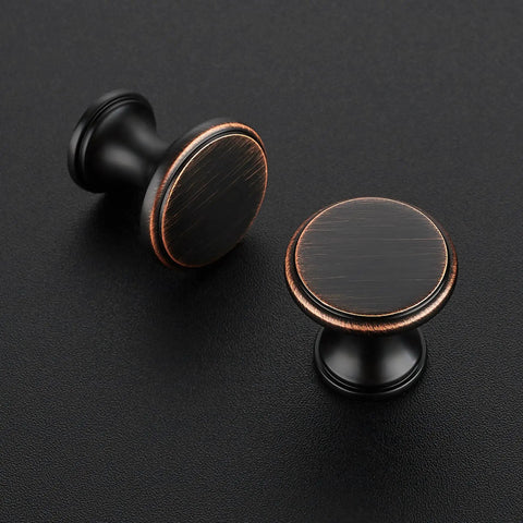 Slick Oil Rubbed Bronze Kitchen Cabinet Knobs 10 Pack, Solid Zinc Pulls For Cupboards And Drawers, easy install hardware close-up