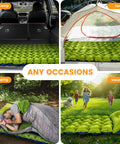 Ultralight Inflatable Camping Pad With Pillow And Built In Foot Pump, 4 Inch Thick Comfort for tent, car, and outdoor use
