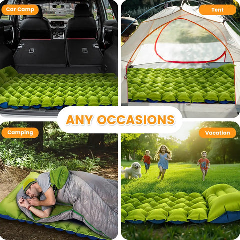Ultralight Inflatable Camping Pad With Pillow And Built In Foot Pump, 4 Inch Thick Comfort for tent, car, and outdoor use
