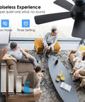 41 Inch Black Flush Mount Ceiling Fan With Lights Remote Control Dope Quiet DC Motor 6 Speed Reversible 3CCT LED Dimmable
