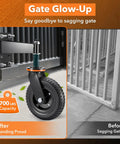 8 Inch Heavy Duty Fence Gate Wheel With 360 Degree Rotation Spring Loaded Rubber Caster 700 Lbs Capacity installed on metal gate