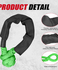 Product detail of Two Pack Green Soft Shackle With 57,000 Lbs Breaking Strength Beefy Half Inch By 22 Inch Protective Sleeve