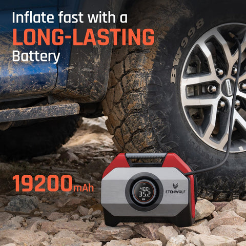 Vortex S6 Beast Cordless Tire Inflator Air Compressor For Heavy Duty Vehicles And Cars, 19200 mAh Battery by vehicle