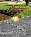 Foldable Lawn Leveling Rake with 30x10 inch ground plate and curved edge for even grass on lawn, upper section comparison