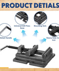 4 Inch Heavy Duty Vise For Drill Press And Small Bench Vise Built Tough For Home Shop Projects Ideal For Filing Sanding Metalworking Woodworking And Equipment Maintenance Cast Iron Construction showing polished handle and mounting slots