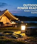 Big Rig 12V Male To Male Power Lead Featuring 5.5X2.1Mm Tips connecting outdoor power devices by a tent.
