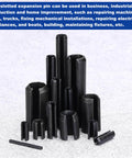 Slotted Split Roll Pins Pack Of 120, 3 Mm Diameter By 35 Mm Length, 65Mn Steel Heavy Duty Expansion Dowels, black, displayed on surface