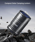 Must Have 2 Pack Solar Camping Lanterns USB Rechargeable LED Lanterns showing compact design on rocky outdoor terrain