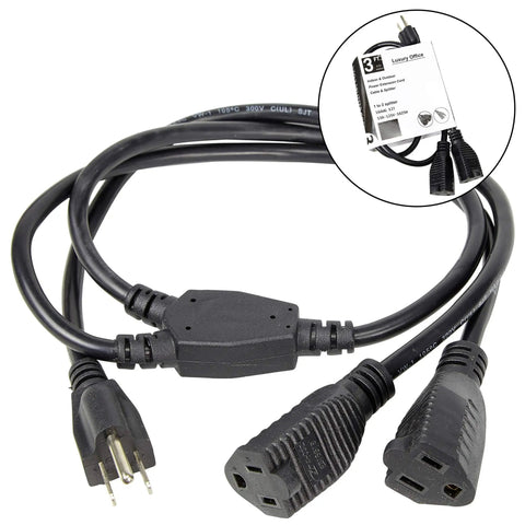 Two Way Power Splitter And Three Foot Y Style Extension Cord One Pack Converts One Outlet Into Two With Separate Cables