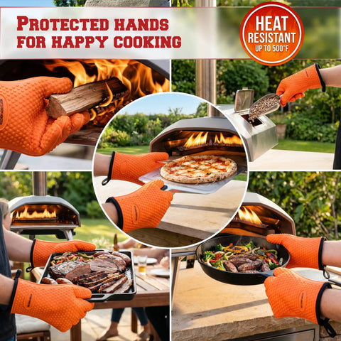 Silicone Pizza Oven Gloves That Handle 500F Like A Boss Waterproof Oven Mitts For Indoor And Outdoor Ovens Non Slip Grip Compatible With Ooni Ninja Gozney And More Heavy Duty Kitchen Protection