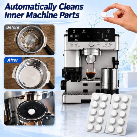 Six Month All In One Espresso Cleaning Kit For Ninja Luxe Cafe With Descaler Tablets Water Filter Inserts And Coffee Maker Cleaner Tablets For Comprehensive Coffee Machine Maintenance. Before and after Ninja Luxe Cafe cleaning with tablets and filter inserts.