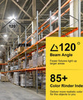 Ultra Bright 155W UFO LED High Bay Light With 22500 Lumen Output, 5000K Daylight, IP65 Waterproof, ETL Listed installed in warehouse