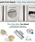 Heavy Duty Bifold Door Hardware Kit With Two 36 Inch Tracks For 72 Inch Closet Doors components including top and bottom brackets for easy installation.