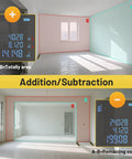 Digital Laser Measure Tool 229 Ft Range, 4 Unit Switching Including Feet, Inches, Meters, and Feet-Inches, 1/16 Inch Accuracy, Fast 0.25s Readings, 99-Record Storage, Pro Grade, Workhorse For Distance, Area, Volume and Pythagorean, Class 2 Laser Safe addition subtraction room area measurement display