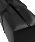 Outdoor Rectangular Cushion Storage Bag With Zippered Closure And Handles For Cushions Up To 50 By 13 By 20 Inches Keeps Cushions Safe From Sun And Rain Weatherproof Polyester With Waterproof Backing Scratch And Water Resistant Black close-up view with zipper and handles.