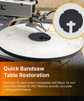 Pro Grade Zero Clearance Table Insert For Dremel 1671 Scroll Saw With Tight Blade Support Replacement Plate installed on saw table.