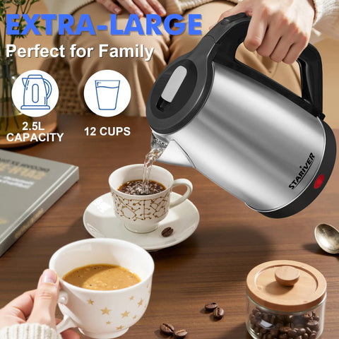 Two And A Half Liter Electric Kettle For Big Family Use With Fast Boil Stainless Steel BPA Free Water Heater 2.5L