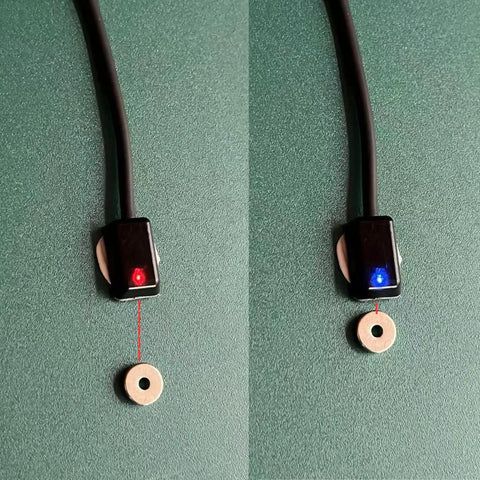Electric Bike Brake Cutoff Sensor Kit with 3 Pin Waterproof Connector and Indicator Light showing red and blue lights