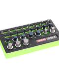 All In One Allen Socket Set 26 Piece For SAE And Metric Sizes, hex socket set in green EVA tray, heat treated alloy steel