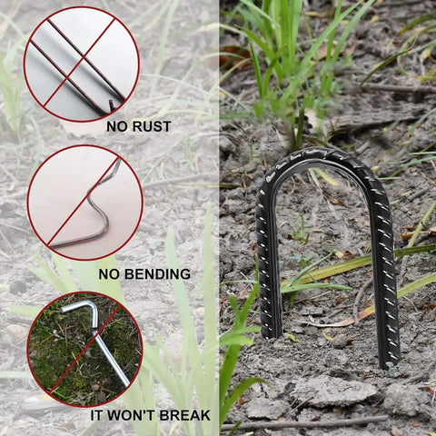 Beefed Up U Shape Ground Stakes 8 Pack Galvanized Steel Anchors For High Winds And Anti Flip Security in soil with no rust label