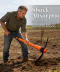 Man using Heavy Duty Pickaxe For Digging With Shock Absorbing Handle 36 Inches Durable Manganese Steel Head For Hard Ground