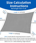Size calculation instructions for 10x13 Ft Beige Sun Shade Sail Rectangle UV Block Canopy for patios and gardens.