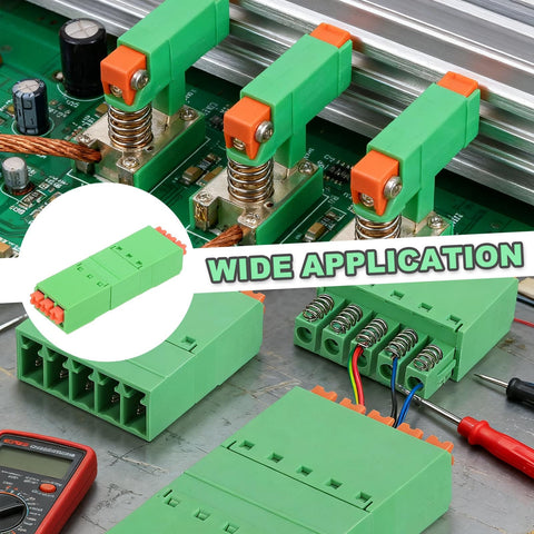 Four Piece 3.5mm Pitch Spring PCB Terminal Block Connector 3 Pin Pluggable Male Female Wiring Terminals for Electronics