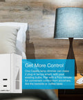 Smart Plug Start Kit For Lamps With Plug In Dimmer Switch And Smart Bridge Pico Remote Works With Alexa Apple HomeKit And Google Assistant Easy Setup No Hub Required, shown with lamp setup